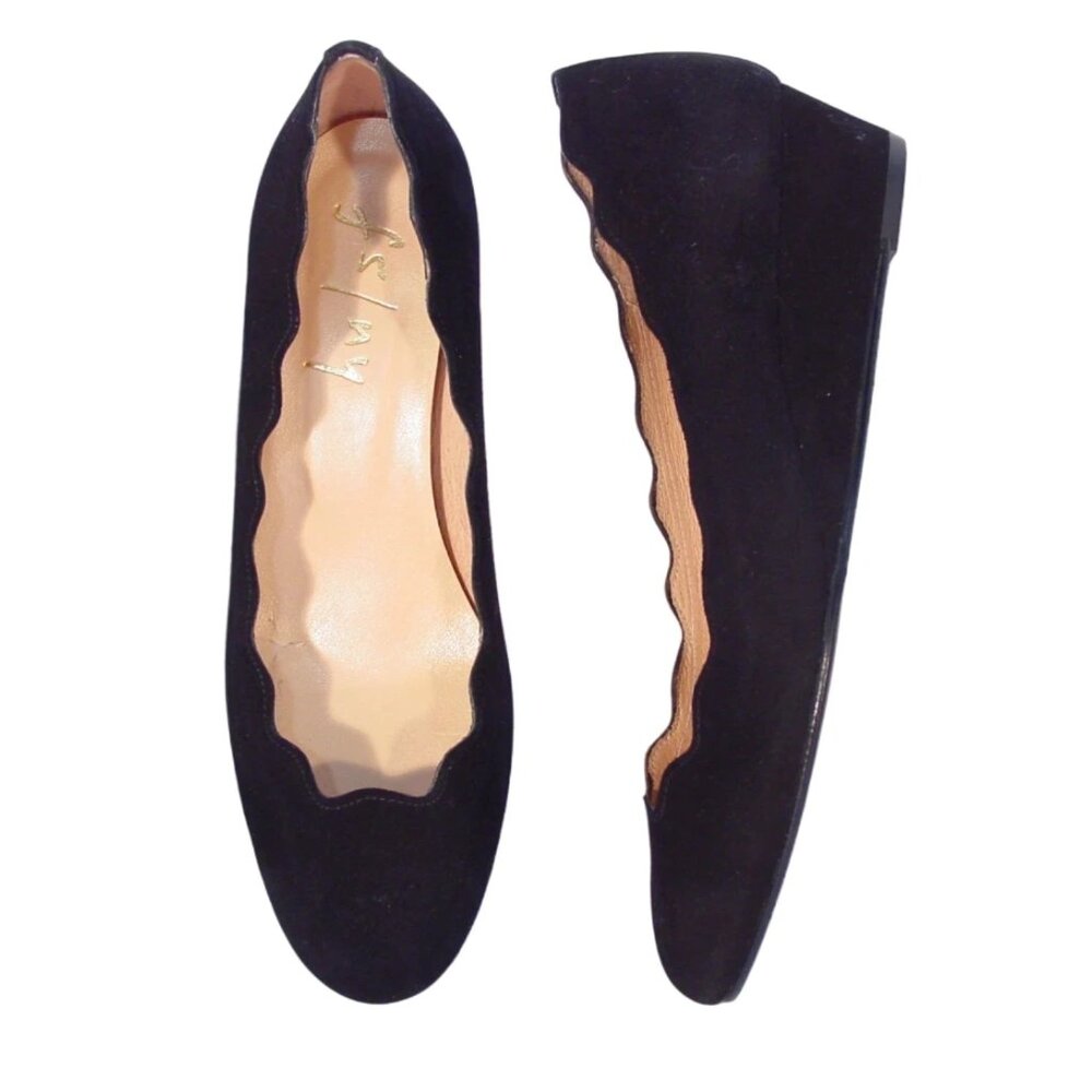 FS/NY $200 Scalloped Black Nubuck/Suede Ballet Wedge 7 - Made in SPAIN